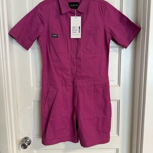 NWT Wildfang Short Sleeve The Essential Romper Small in “Orchid”